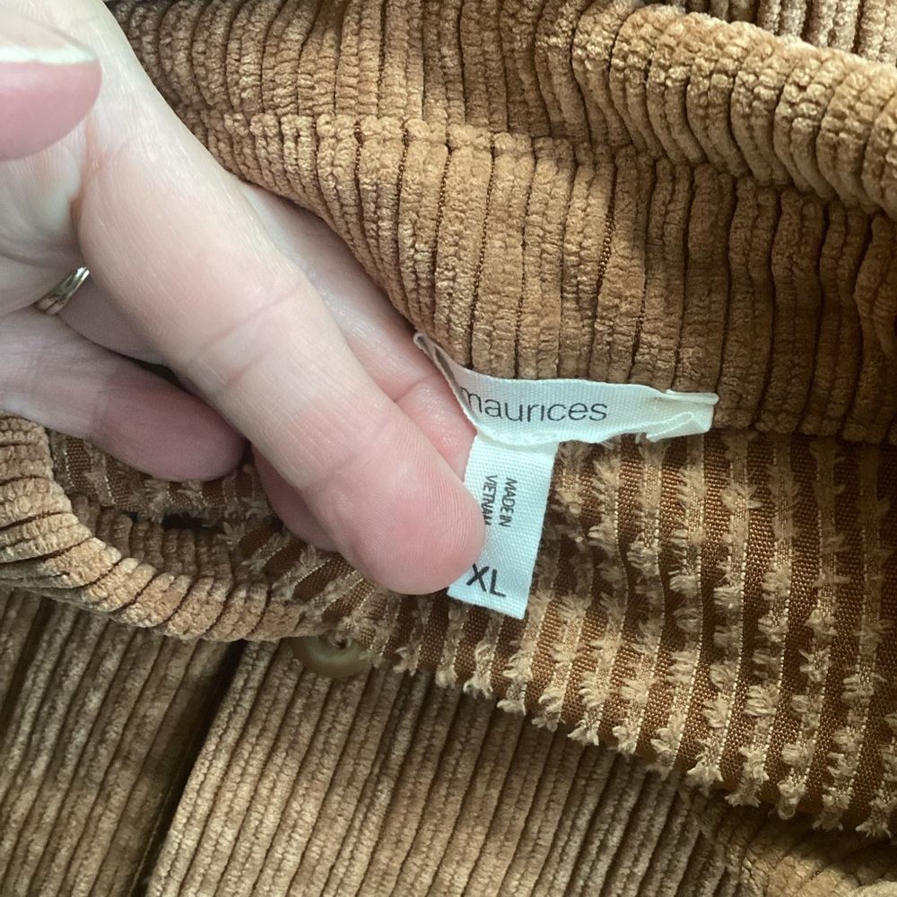 Maurices Tan Corduroy Button Down Lightweight Shacket, Size‎ XL - Picture 3 of 9